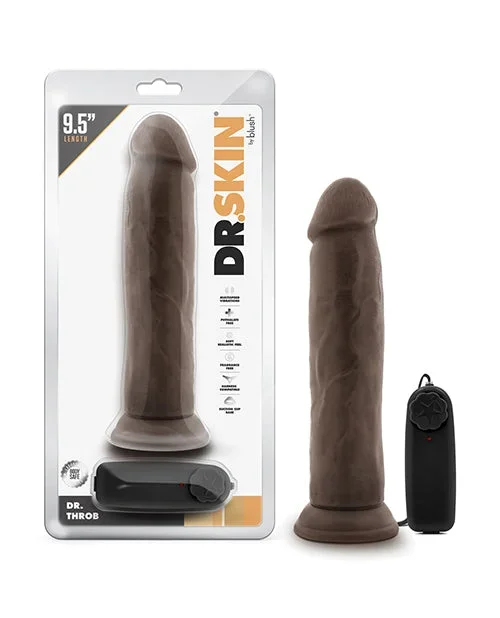 Blush Dr. Skin Dr. Throb 9.5″ Cock w/Suction Cup – Chocolate