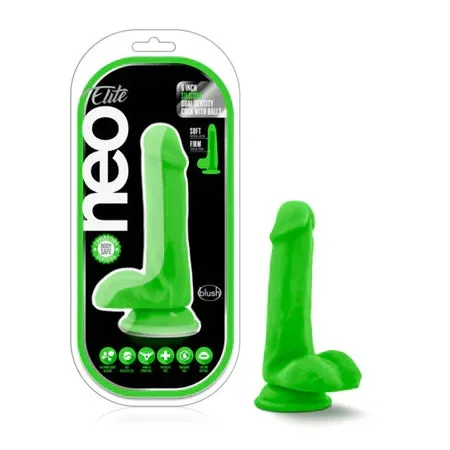 Blush Neo Elite 6 Silicone Dual Density Cock w/Balls – Neon Green