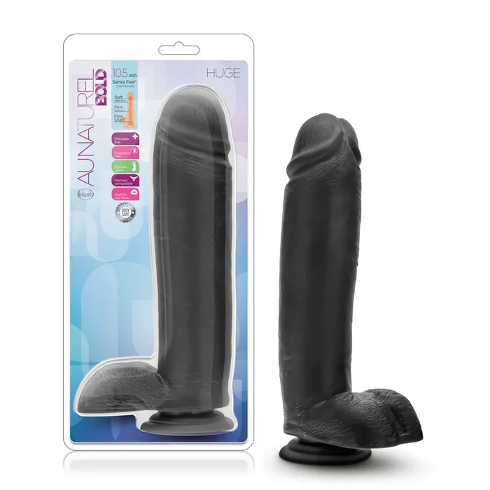 Blush Novelties Au Naturel Bold Huge 10.5″ inches Dildo Black