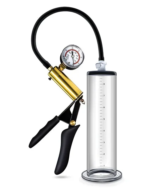 Blush Performance VX6 Vacuum Penis Pump w/Brass Pistol & Pressure Gauge – Clear