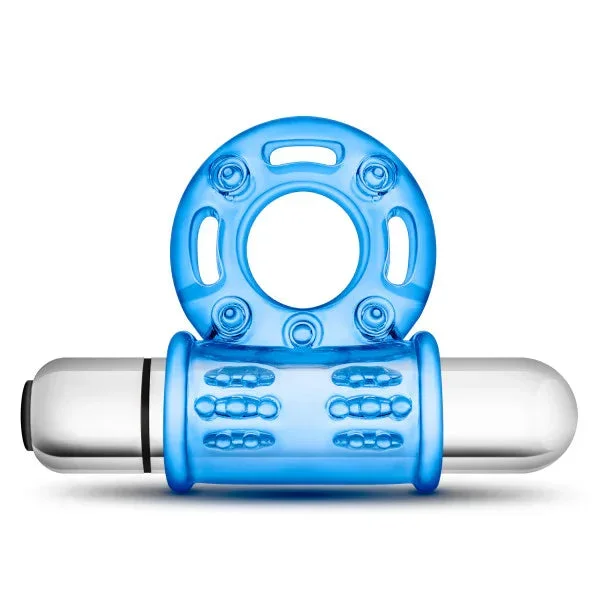 Blush Stay Hard Mega Vibrating Bull Ring – Blue
