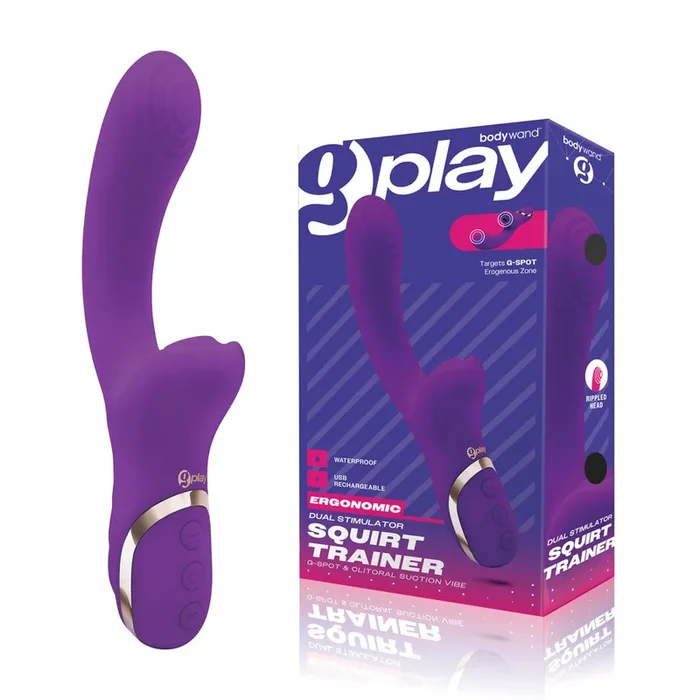 Bodywand G-Play Dual Stimulator Squirt Trainer – 22 cm USB Rechargeable Rabbit Vibrator with Air Pulsation
