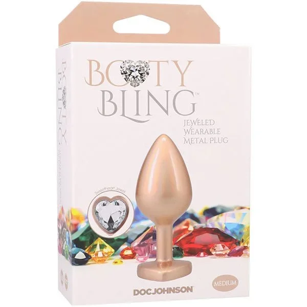 Booty Bling Metal Heart Plug – Medium – Gold