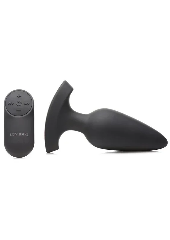 Booty Sparks Laser F… Me Rechargeable Silicone Anal Plug with Remote Control – Large – Black with Red Light
