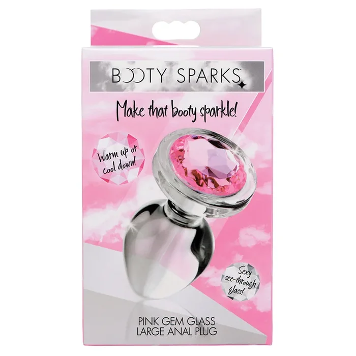 Booty Sparks Pink Gem Glass Anal Plug – Large