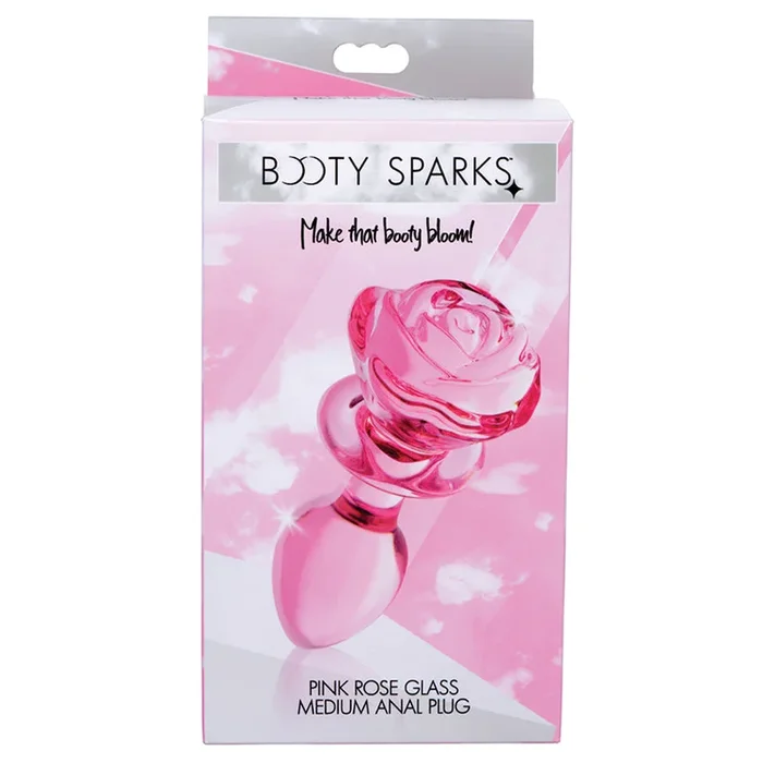 Booty Sparks Pink Rose Glass Anal Plug – Medium