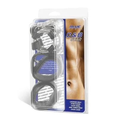 C&B GEAR – LOCKING BALL STRETCHER COCK RING & 3 RING COCK CAGE
