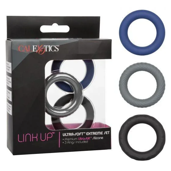 Calexotics Link Up Ultra-Soft Extreme Cock Ring Set – Dark