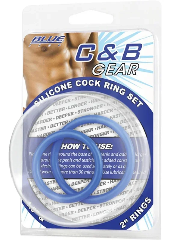CandB Gear Silicone Penis Ring Set Blue 2 Each Per Set Hustler