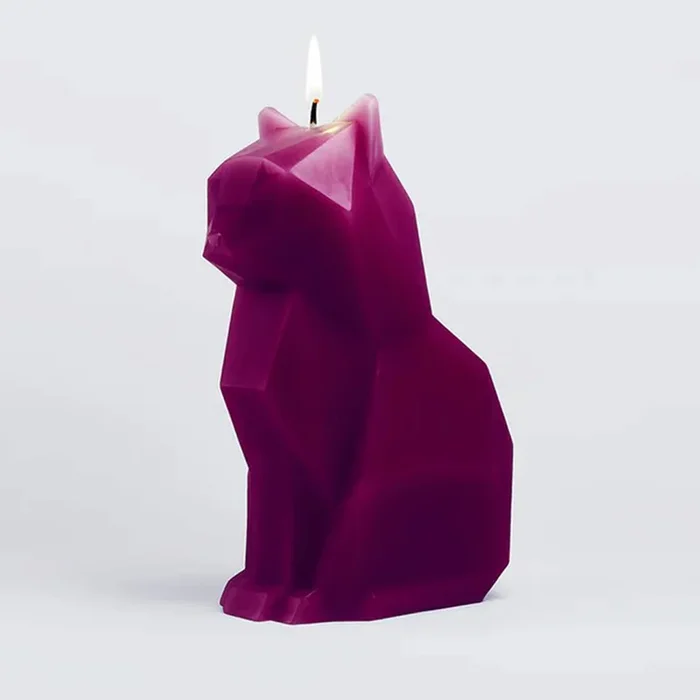 Cat Skeleton Candle 7″ Burgundy