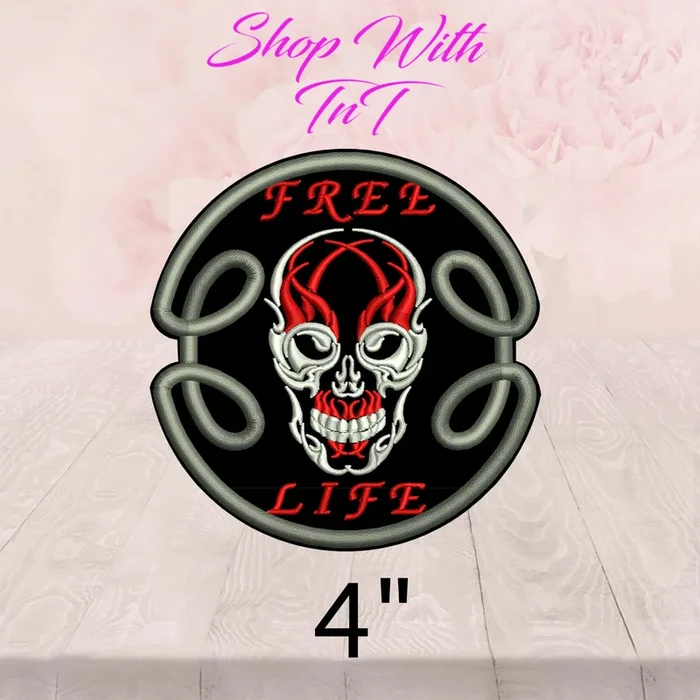 Celtic Skull Free Life | Patch Embroidered | Iron On or Sew On