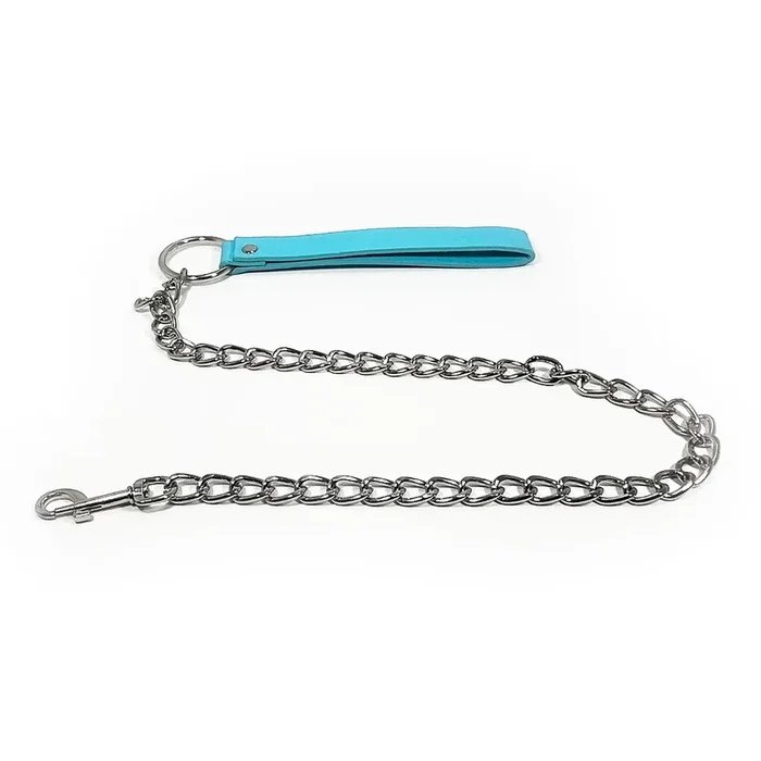 Chain Leash with Wrist Strap by Fetish Pleasure Play in Teal – 31″