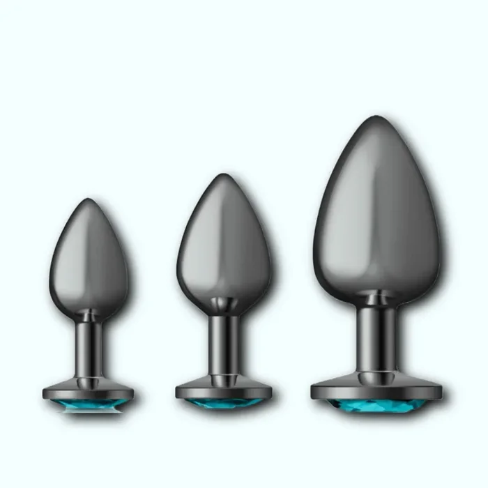 Cheeky Charms Metal Butt Plug Gunmetal Anal Trainer Kit – Teal