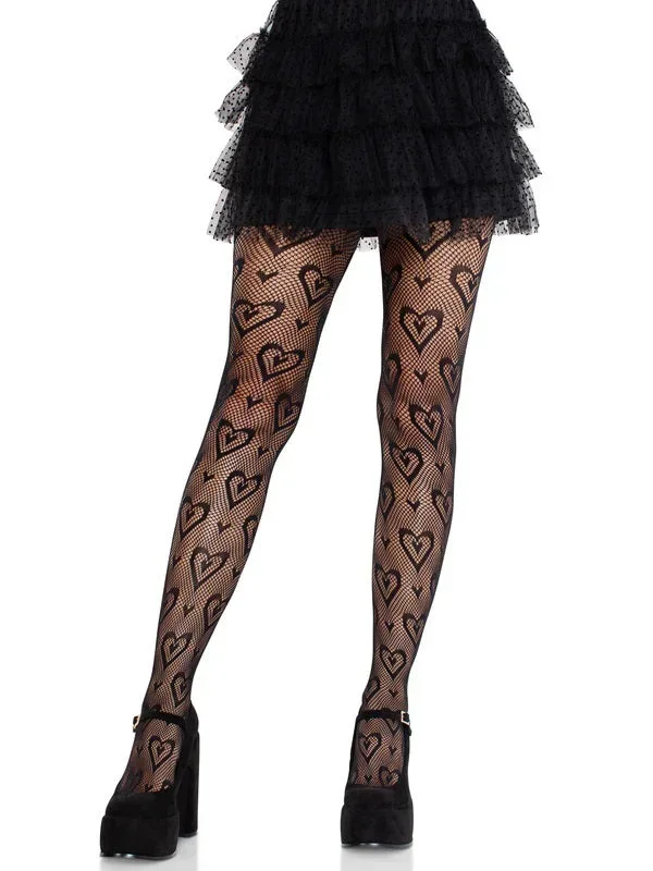 Cherie Heart Net Tights O/s – Black