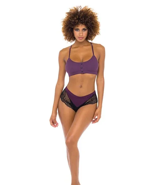 Claribel Ribbed jersey Bralette & Boyshort Italian Plum L/XL