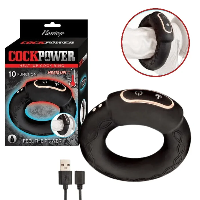 Cockpower Heat up Discreet Quiet Rechargeable Vibrating Penis Ring Black