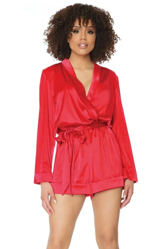 Coquette – 21301 – Satin Romper – Red – OS