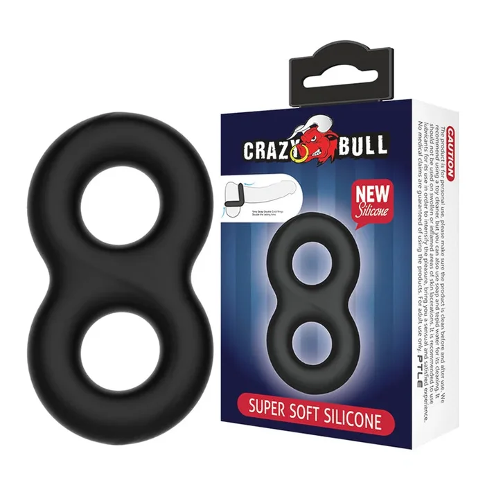 CRAZY BULL Double Donut Cock & Ball Ring – Black Cock & Ball Ring