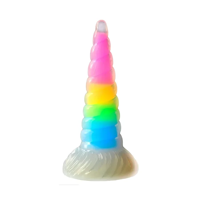 Creature Cocks – Uni Glow-In-The-Dark Rainbow 7.7-inch Silicone Dildo