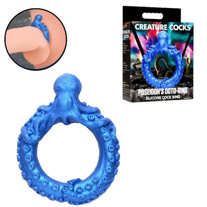 Creature Cocks Poseidon’s Octo Stretchy Silicone Fantasy Non-Vibrating Penis Ring Blue