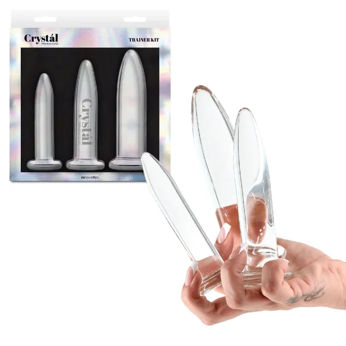 Crystal Trainer Kit 3pc Glass Butt Plugs for Beginners