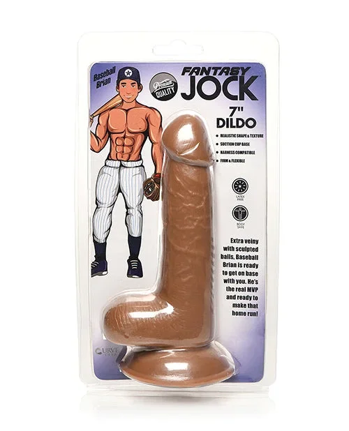 Curve Toys Fantasy Jock Baseball Brian 7″ Dildo w/Balls – Tan