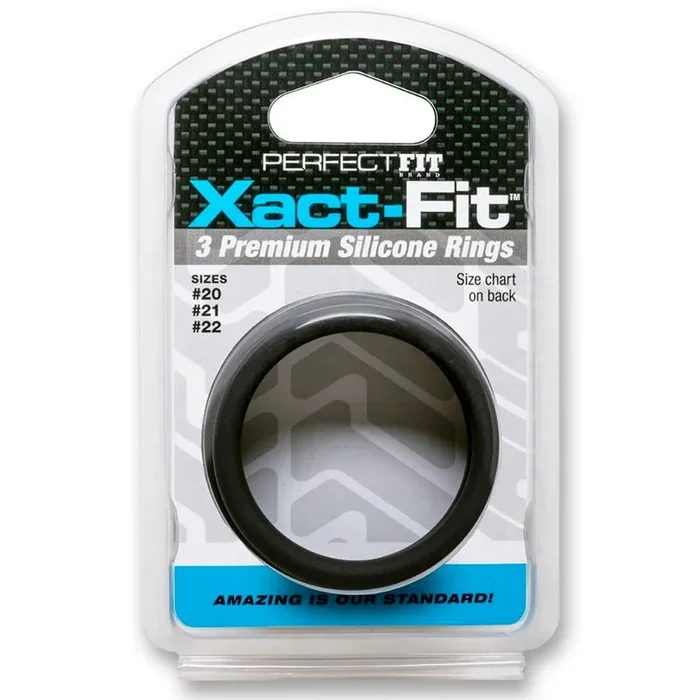 Curve Toys Perfect Fit Xact-Fit 3-Piece Premium Silicone Rings (#20, #21, #22) Black