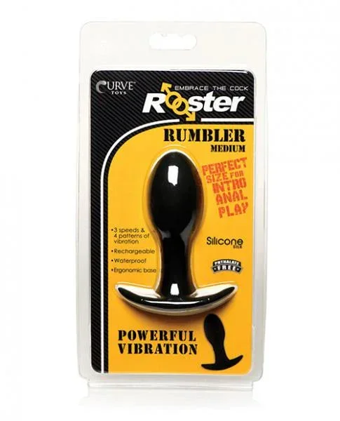 Curve Toys Rooster Rumbler Vibrating Silicone Anal Plug Medium – Black