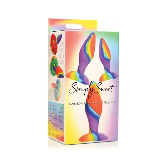 Curve Toys Simply Sweet Rainbow Silicone Butt Plug Set