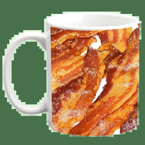 Custom Coffee Mug – Bacon Background – 11 ounce