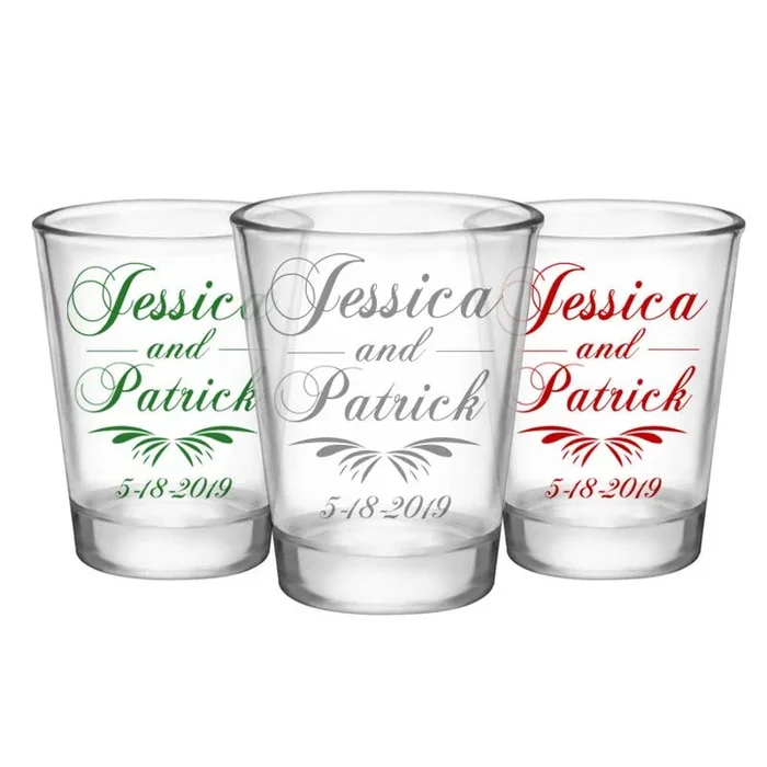 CUSTOMIZABLE – 1.75oz Clear Wedding Shot Glass – Simplistic
