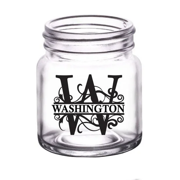 CUSTOMIZABLE – 2oz Clear Mini Mason Jar Shot Glass – Monogram
