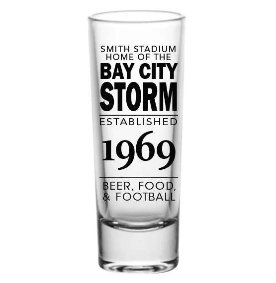 CUSTOMIZABLE – 2oz Tall Clear Shot Glass – Football