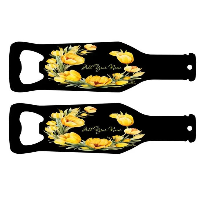 Customizable Bottle Shaped Bottle Opener – Add Your Name – Tulips