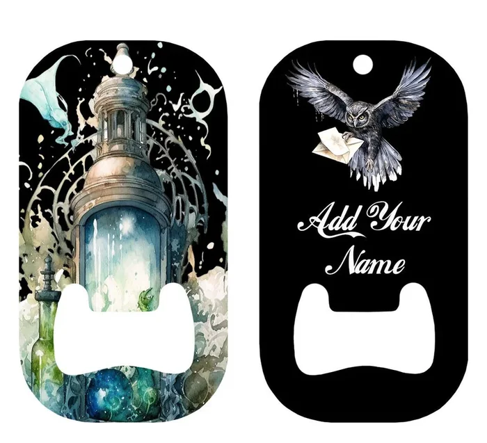 Customizable Dog Tag Bottle Opener – Add Your Name – Owl Magic