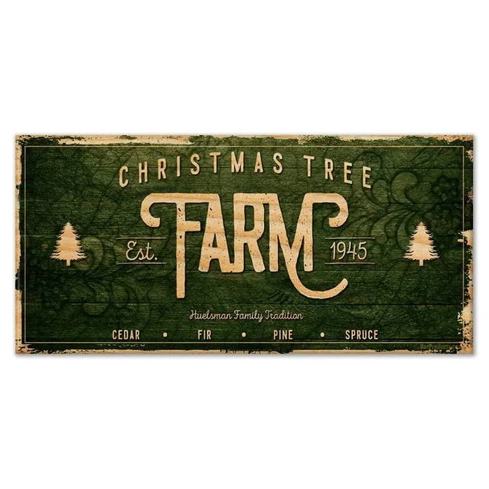 CUSTOMIZABLE Large Vintage Wooden Holiday Bar Sign – Christmas Tree Farm – 11 3/4″ x 23 3/4″