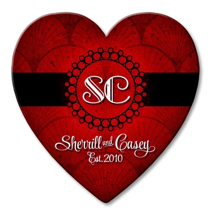 CUSTOMIZABLE Monogram – Heart Shaped Cork Bottom Coasters