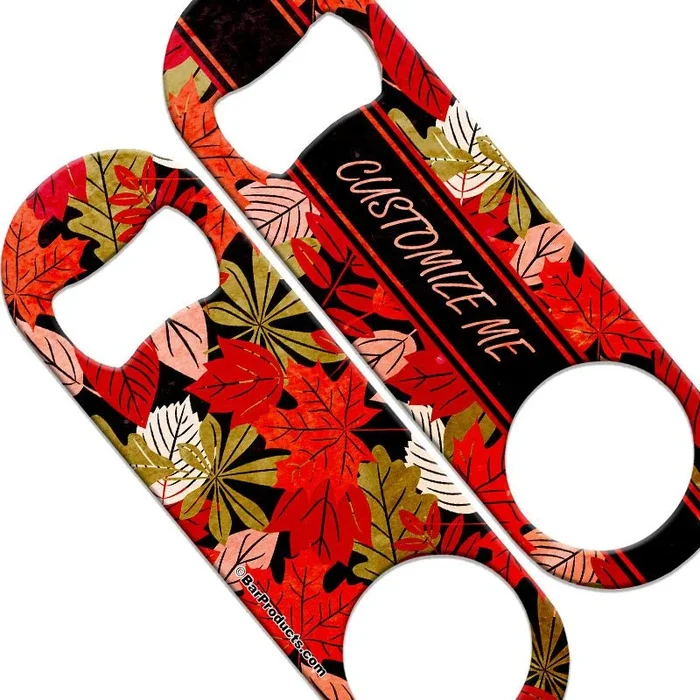 CUSTOMIZABLE Speed Bottle Opener – Medium Sized 5 inch – Autumn Leaves (V4)