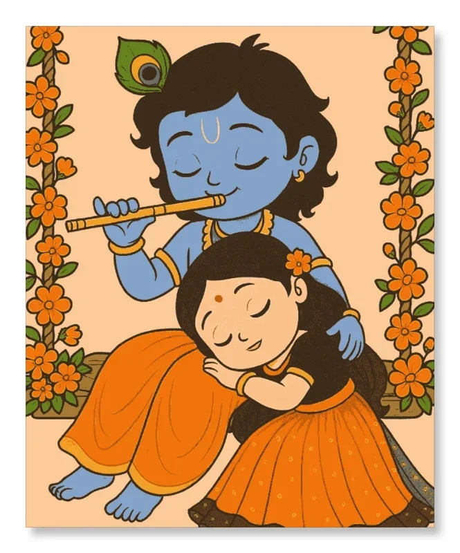 Cute Radha Krishna on Swing