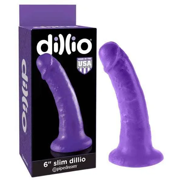Dillio 6” Slim Dildo – Purple