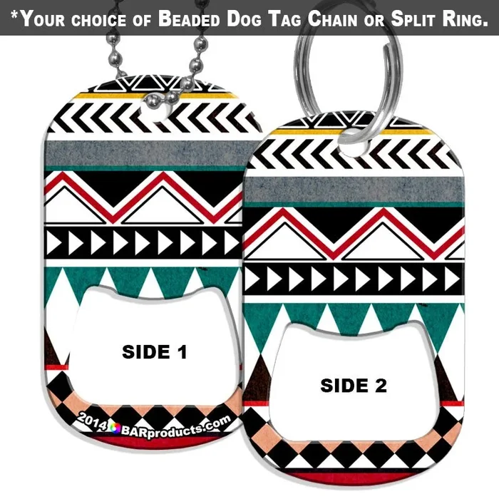 Dog Tag Bottle Opener – Geometric Aztec