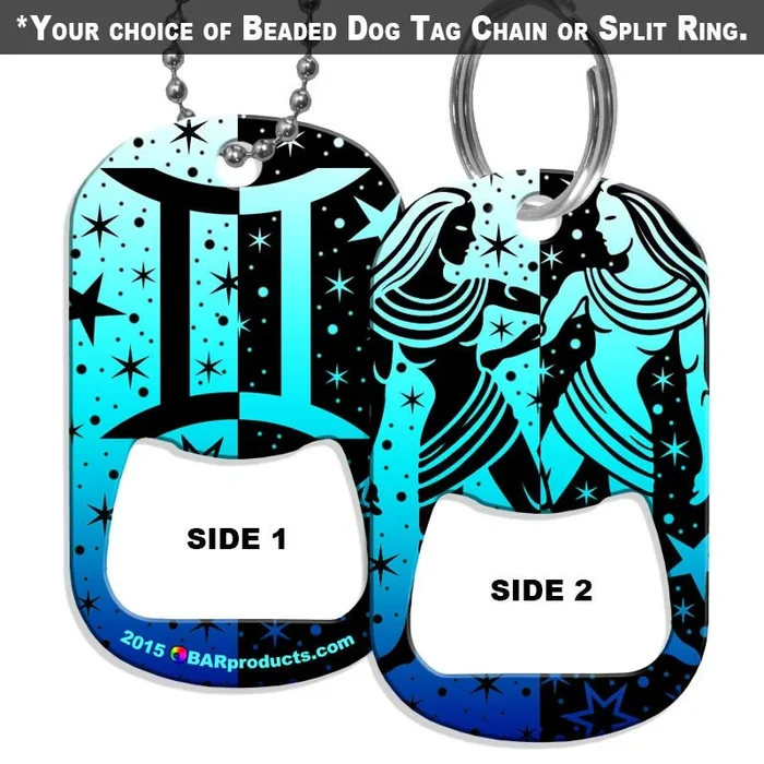 Dog Tag Bottle Opener – Zodiac Sign – Gemini