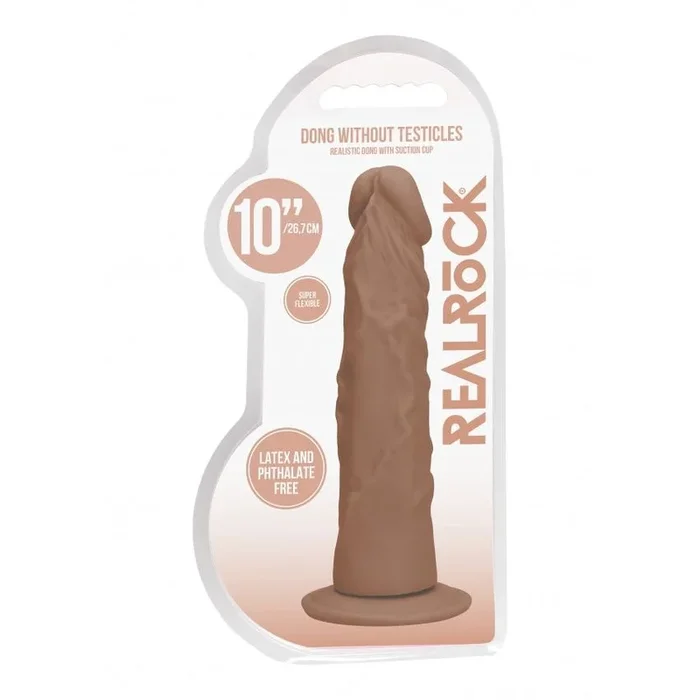 Dong Without Testicles 10” Tan – Realistic Velvet-Skin Dildo with Strong Suction Cup