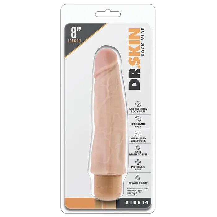 Dr. Skin Cock Vibe 14 Realistic Beige 8-Inch Long Vibrating Dildo