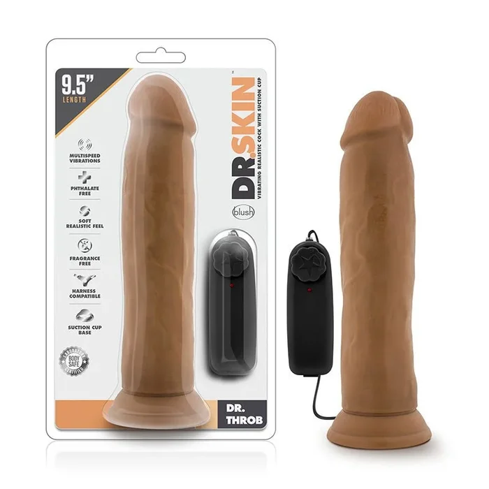 Dr. Skin Dr. Throb Realistic 9.5 in. Vibrating Dildo Tan