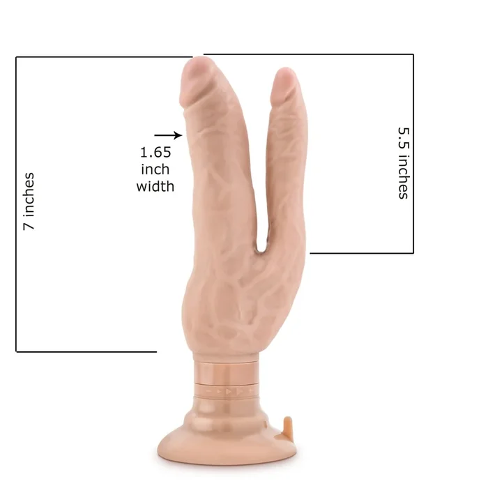 Dr. Skin Vibe Realistic Double Penetration Vibrating Dildo Showerproof Beige 7 Inch