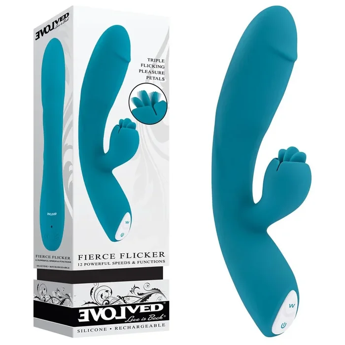 Evolved FIERCE FLICKER – Blue 19.5 cm USB Rechargeable Rabbit Flicker Vibrator