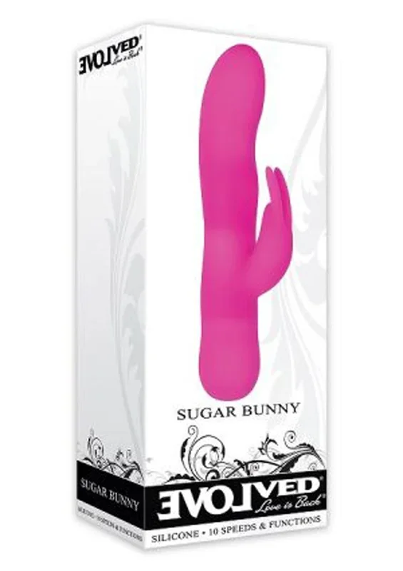 Evolved Sugar Bunny Silicone Rabbit Vibrator Waterproof Pink 6.75 Inches