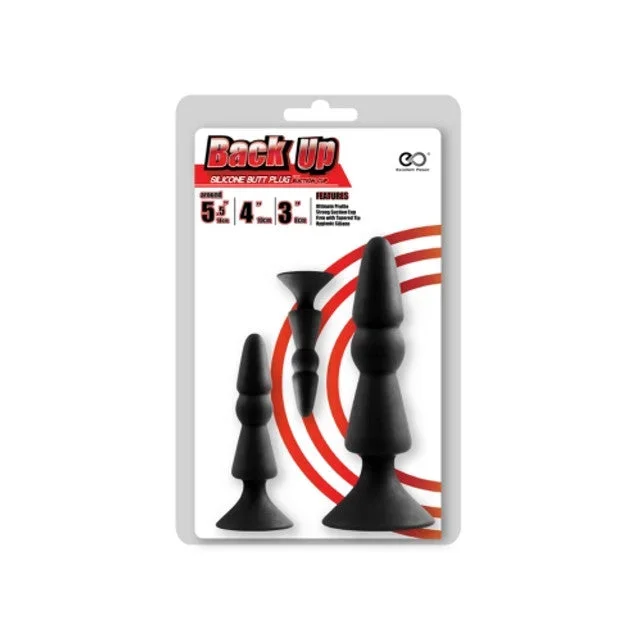 Excellent Power Back Up 3 in 1 Tiered Kit – Butt Plug Set – Black