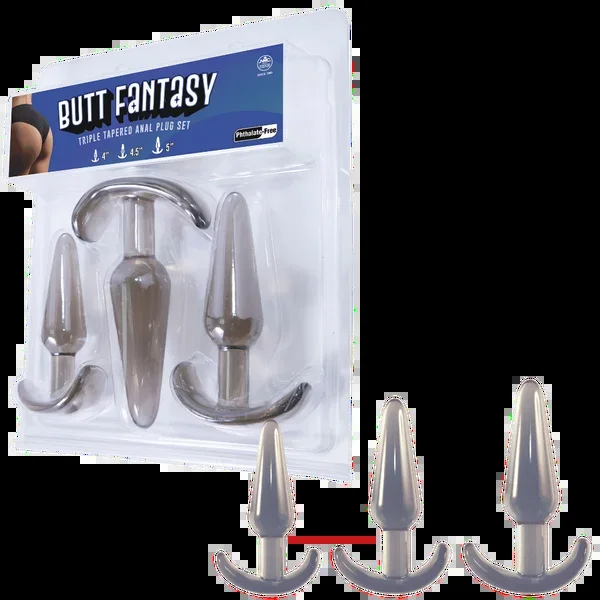 Excellent Power Butt Fantasy – Triple Tapered Anal Plug Set Smoke